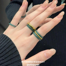 天然翡翠戒指女款高冰种黄翡翠戒圈蓝水翡翠戒指飘花翡翠戒指送礼