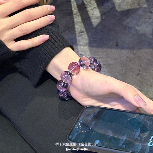 天然紫水晶手链乌拉圭高级真原石手串招财转运男女款九紫离火送礼