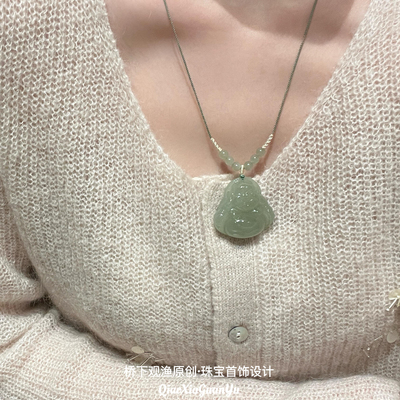 真品天然和田玉弥勒佛青玉佛玉佩