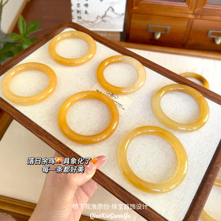 天然黄龙玉手镯圆条冰种黄翡翠手镯平替香槟金玉镯子新中式送礼物
