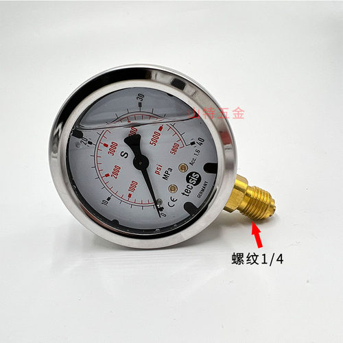 泰科思tecsis油压表25 31.5 40Mpa径向P1454震德注塑机抗震压力表