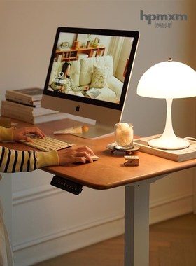 泡沫敏家具家欧实木电MAU脑桌电动升降书桌樱桃木办北公小桌用工