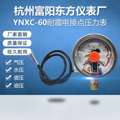 杭州富阳东方YNXC-60径向充油抗振耐震电接点压力表小表盘上下限