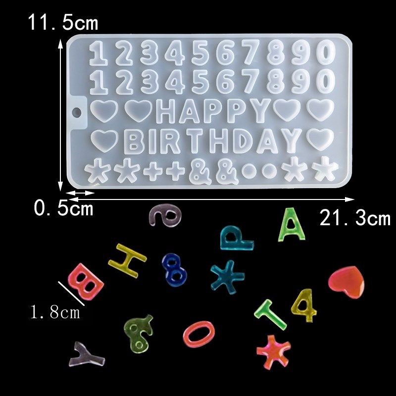 英文happy birthday生日快乐字母数字硅胶翻糖蛋糕模具巧克力模具