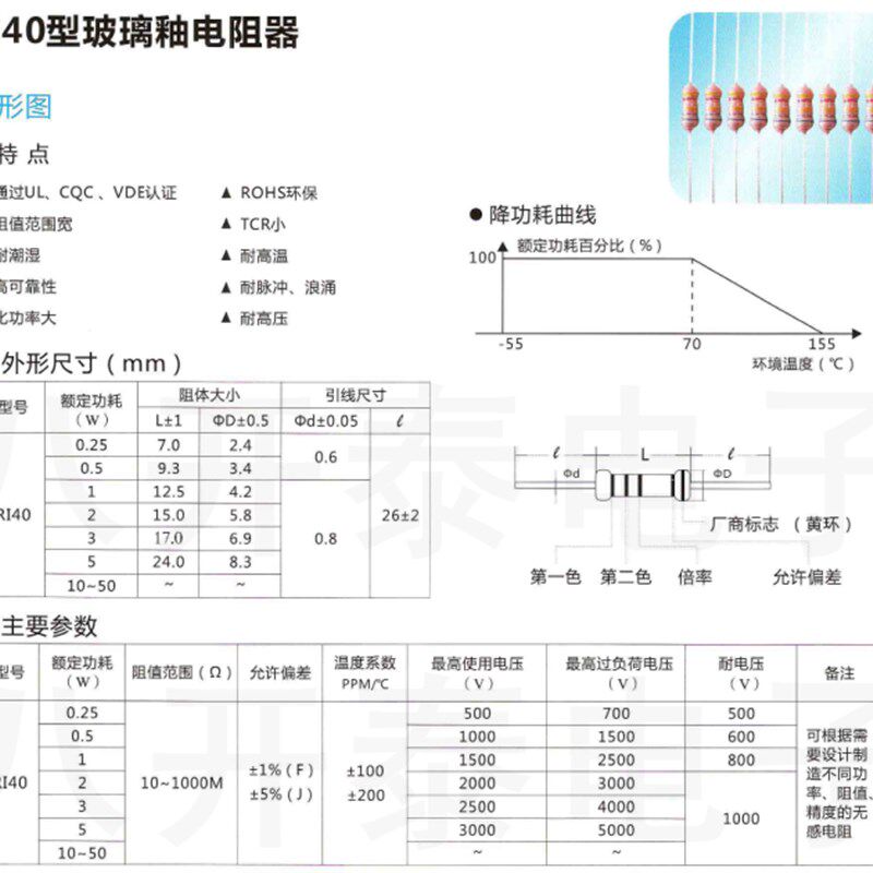 2W/470K 高压色环电阻 470K欧 耐压3000V RI40 10个4.7元 2W 470K
