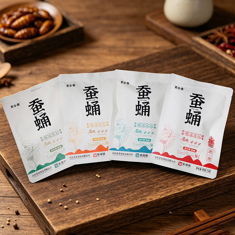 新款聚合斋蚕蛹 包邮即食熟食山东淄博周村特产 6袋装口味随机