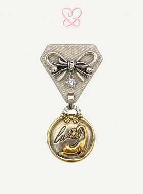 1P Juvilove原1P Jewelry 小猫幸运勋章蝴蝶结皮革胸针