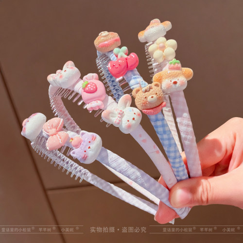 宝宝布艺卡通发箍儿童带齿防滑头箍小女孩碎发整理神器不伤发发卡