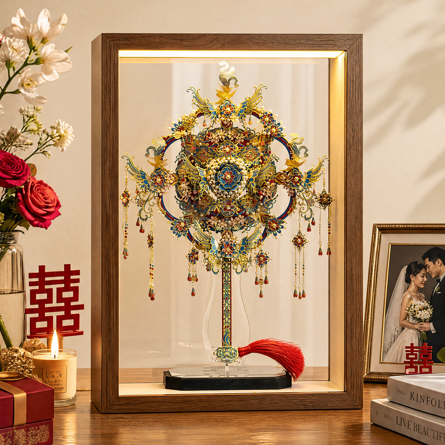 公瑾拼酷点翠扇收纳盒相框图片