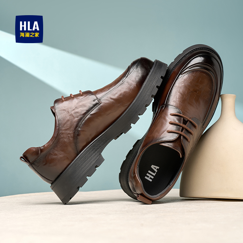 压花商务皮鞋英伦男士鞋子真皮