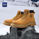 海澜之家男鞋 2025新款 马丁靴男加绒大黄靴户外高帮耐磨工装 HLA 鞋