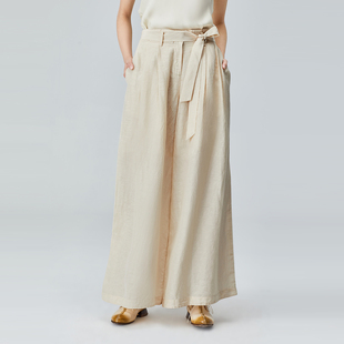 EXCEPTION例外女装宽松打褶系带阔裤A122-N1G06