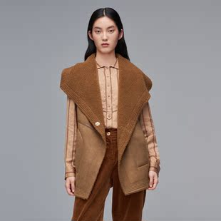 U5B01 羊剪毛马甲A121 EXCEPTION例外女装 中长款