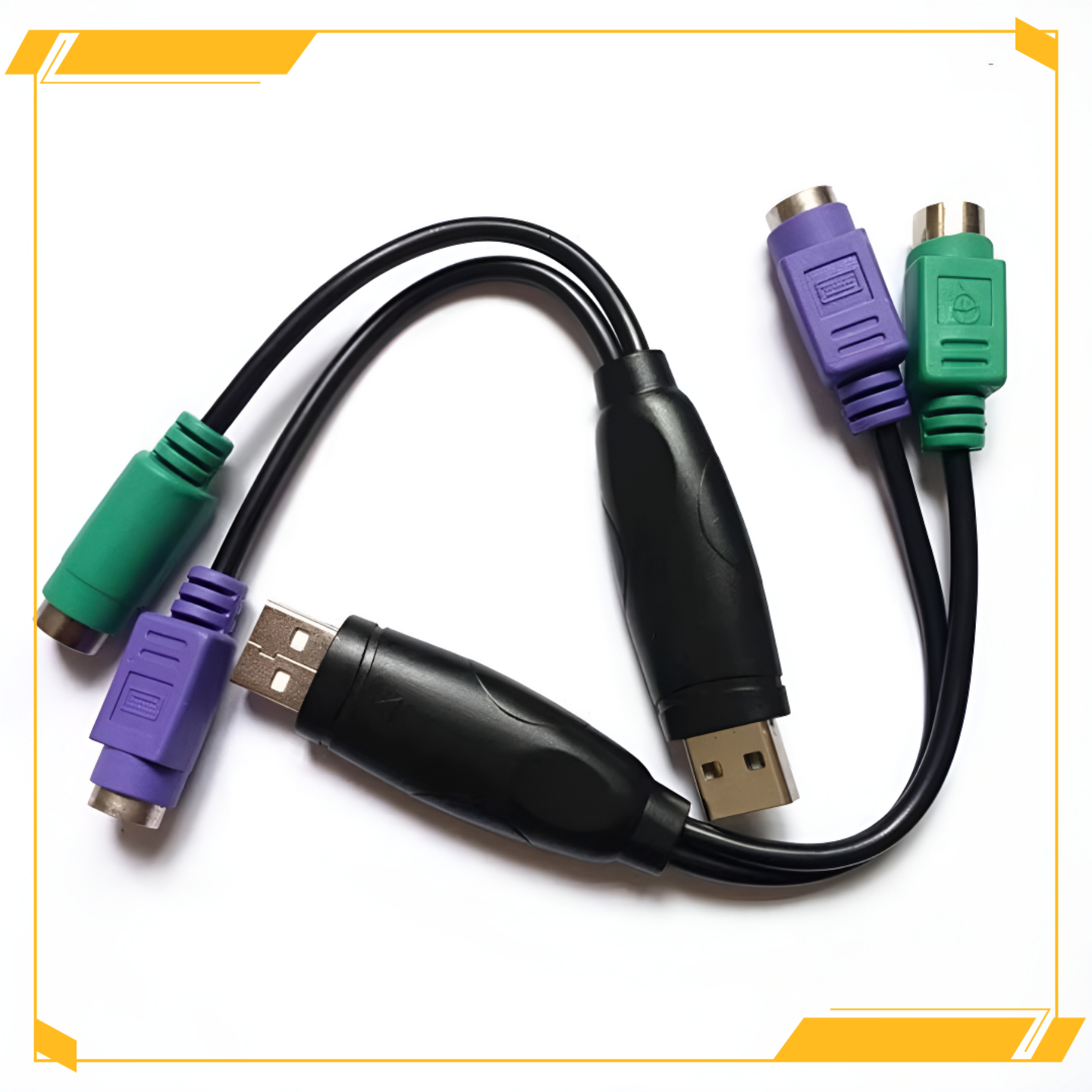 ps2转usb转换接头线电脑鼠标键盘圆口圆头usb转接口ps/2扫描枪