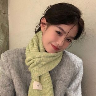 韩国egg马海毛夹花围巾女冬季软糯毛线针织保暖加厚围脖学生ins潮