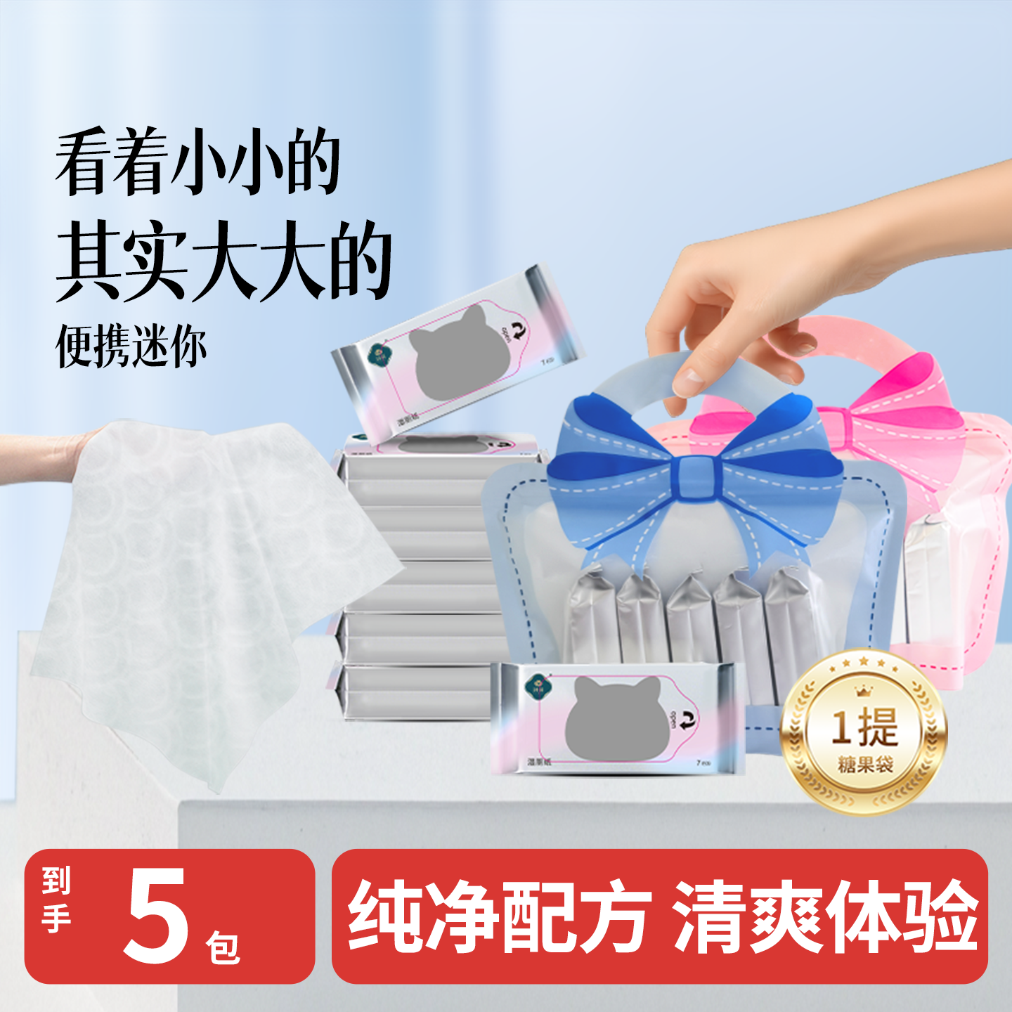 潤(rùn)荷便攜小包濕廁紙擦屁屁濕紙巾學(xué)生孕婦專用迷你旅行裝濕巾
