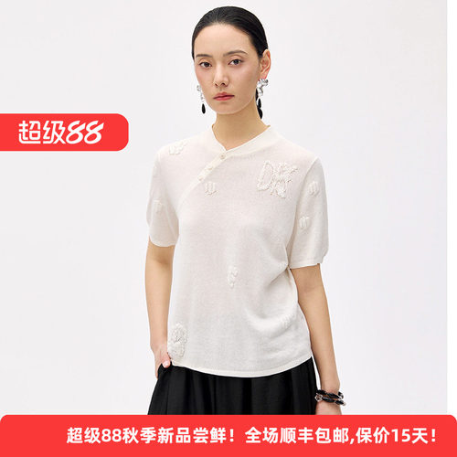 天丝棉国风新中式针织衫T恤上衣