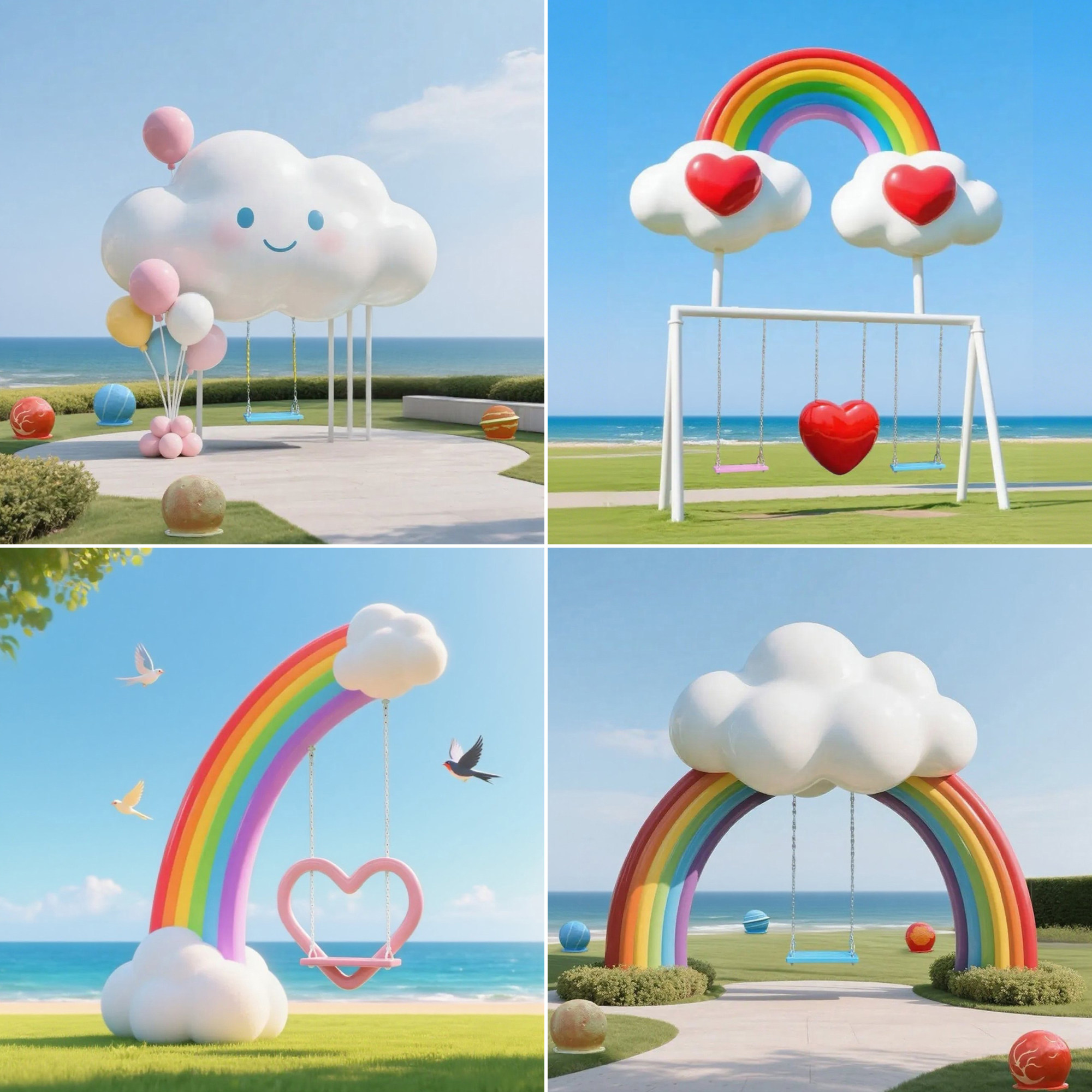 户外云朵秋千玻璃钢网红打卡拍照景区美陈步行街装饰大摆件雕塑,家居饰品,装饰摆件,淘宝优惠券,粉丝福利购,淘宝优惠卷