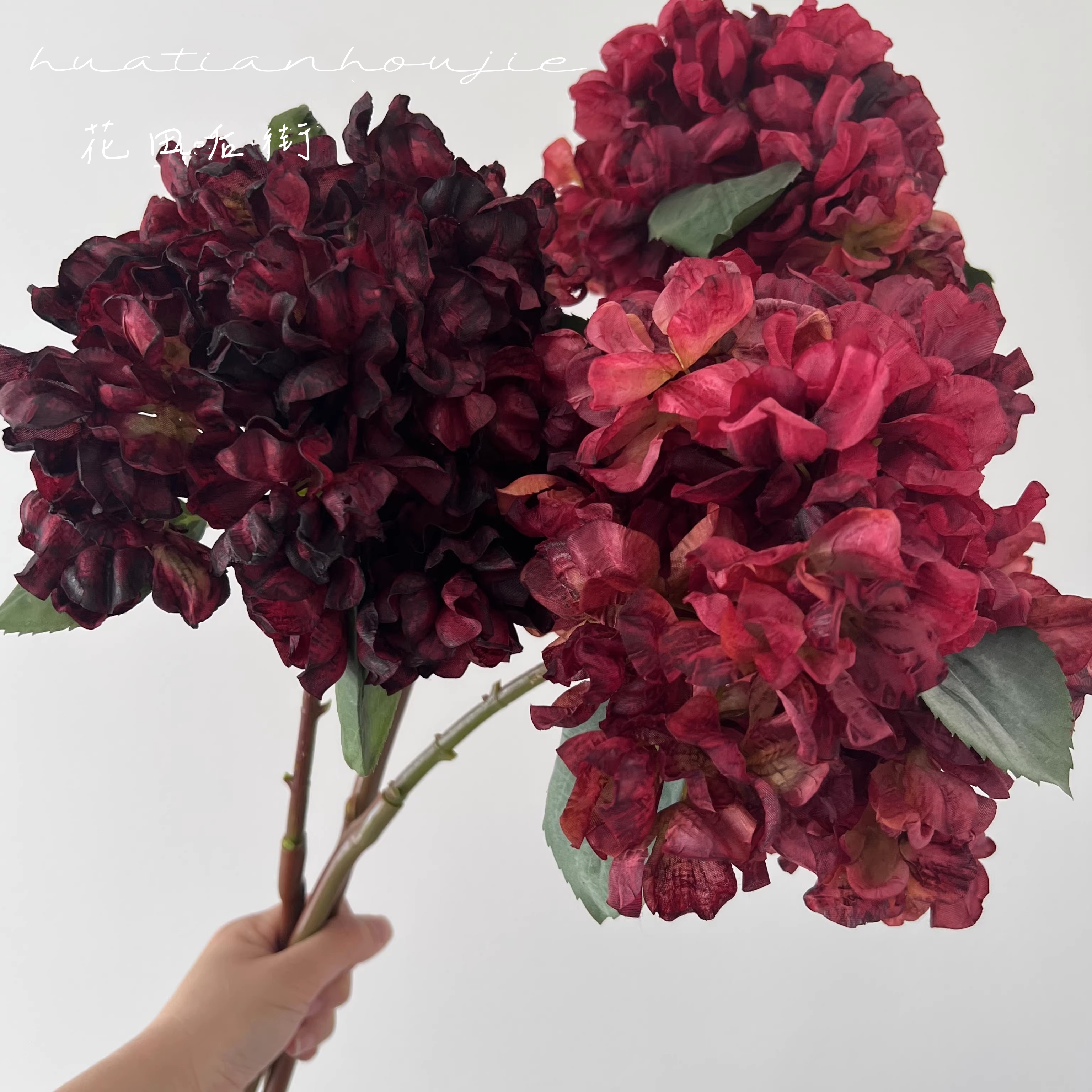 秋色焦边绣球仿真花法式复古花艺油画感假花家居桌面装饰花艺摆设