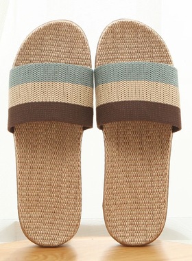 日本MUI拖鞋夏季亚麻拖鞋家居拖鞋男凉拖鞋女室内木地板情侣新款