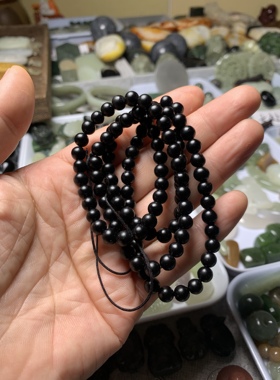 墨玉项链6mm吊坠链子正品天然真玉项链串珠文玩男女款手串吊坠