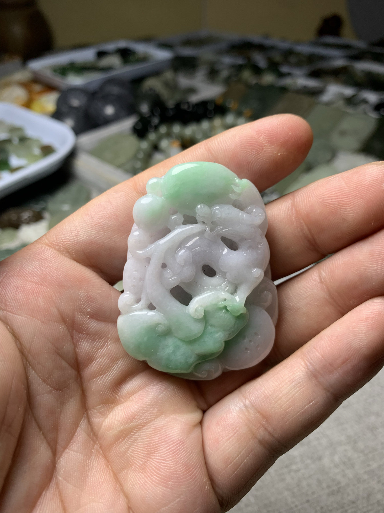 天然缅甸翡翠老坑翠绿如意龙牌牌子吊坠挂件毛衣链包挂手把件男女