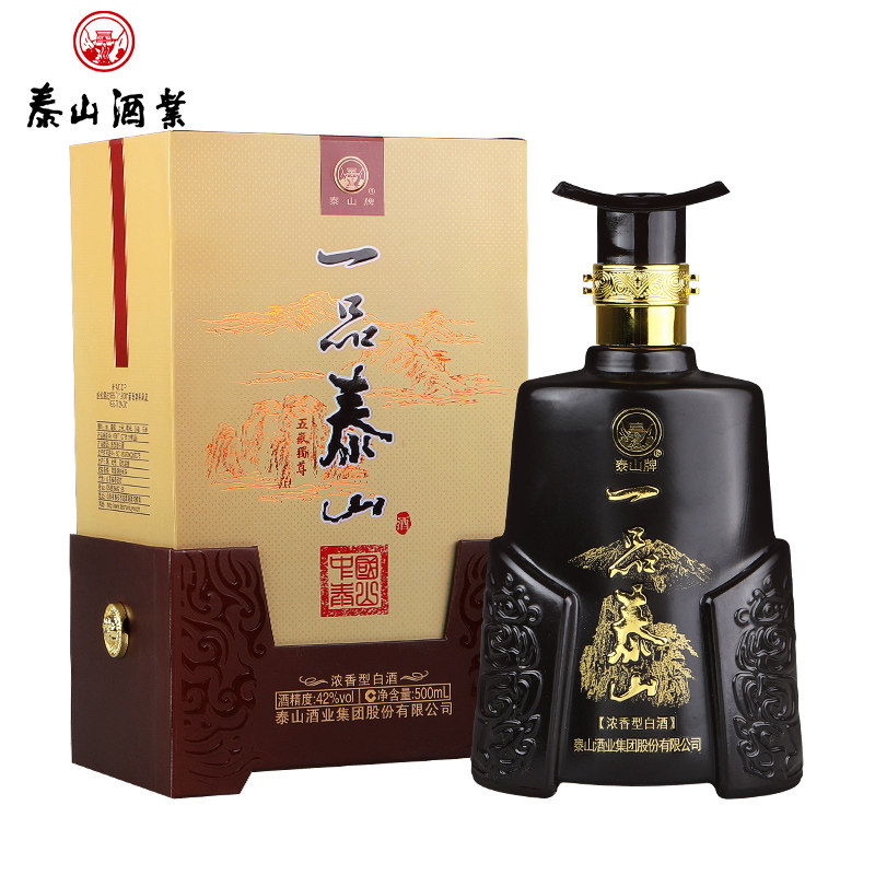 泰山牌浓香型白酒 一品泰山五岳独尊 42度山东白酒 单瓶500ml