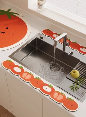 洗脸盆边缘防水贴水龙头硅藻泥沥水垫厨房餐具餐垫控水垫吧台防水