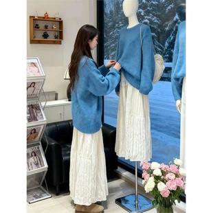 韩系一整套深冬穿搭巨好看的冬装连衣裙子法式温柔超好看冬裙套装