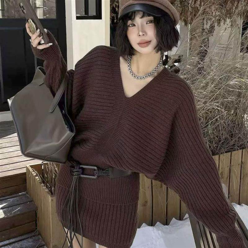 2901慵懒毛衣套装秋冬套头上衣半身裙两件套,女装/女士精品,时尚套装,淘宝优惠券,粉丝福利购,淘宝优惠卷