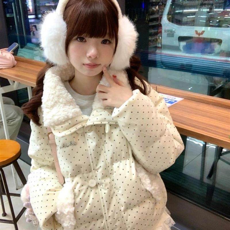 韩系甜美小个子学院减龄设计感加厚保暖羊羔绒翻领波点棉服秋冬款,女装/女士精品,时尚套装,淘宝优惠券,粉丝福利购,淘宝优惠卷