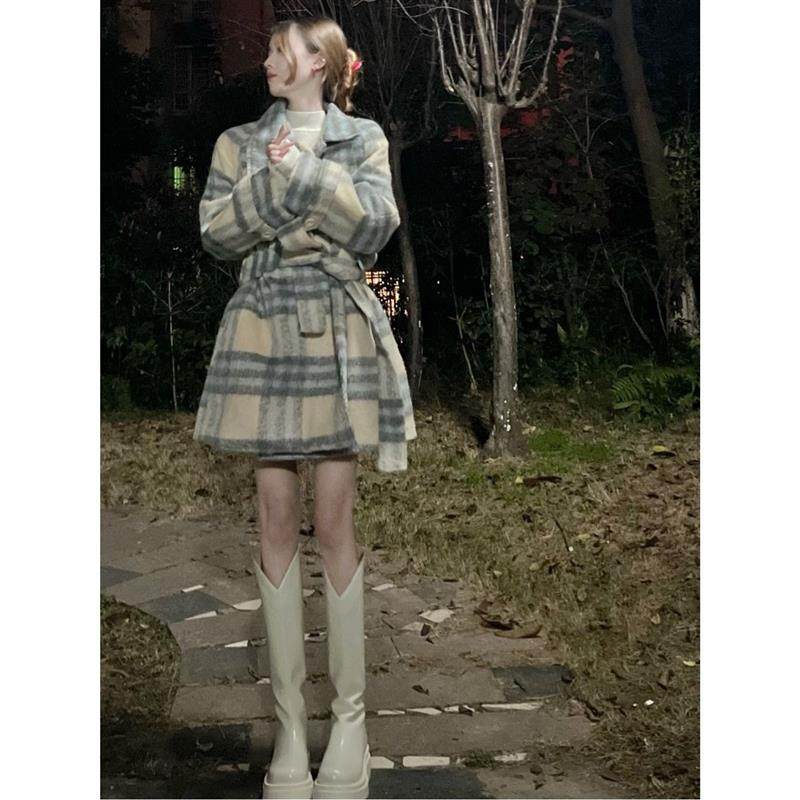 小香风复古格子毛呢外套女秋冬季2025新款夹棉加厚中长款韩系大衣,女装/女士精品,时尚套装,淘宝优惠券,粉丝福利购,淘宝优惠卷