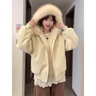 冬装新款PU皮座山雕棉服男女同款加厚加绒大理石情侣装棉衣