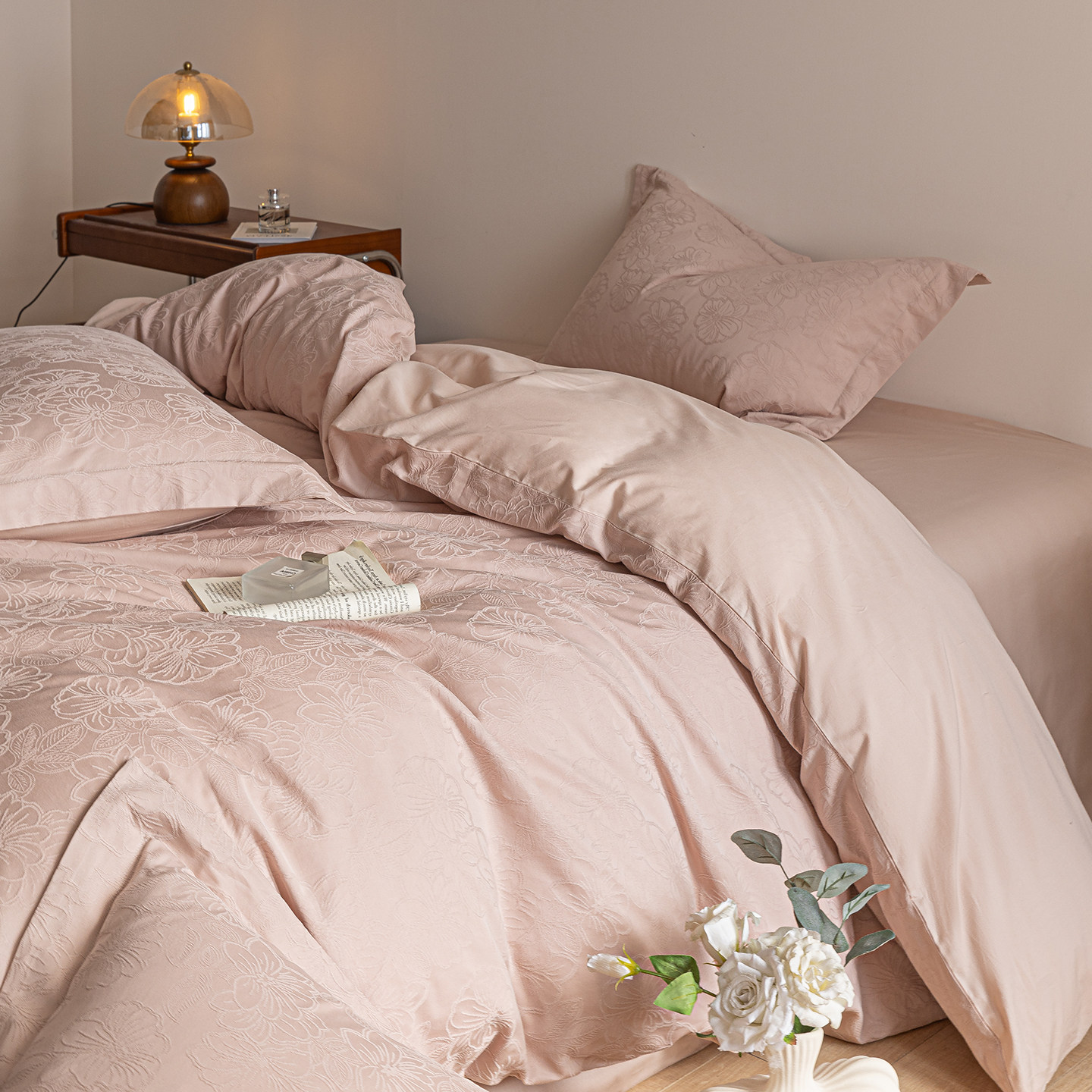 60支全棉提花被罩单件200x230双人纯棉被套220x240春夏加大四件套