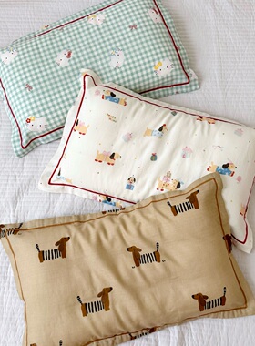 全棉双层纱儿童枕套婴幼儿园专用纯棉枕头套一对装30X50cm35X55