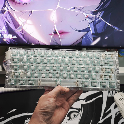 Ez63透明键帽机械键盘侧刻原厂EV63磁轴客制化满改ace68冰晶键帽