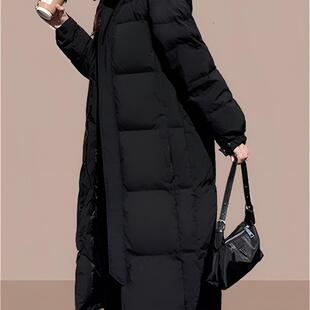 200斤特大码长款棉服女过膝加厚2025新款冬季情侣宽松中戏外套潮