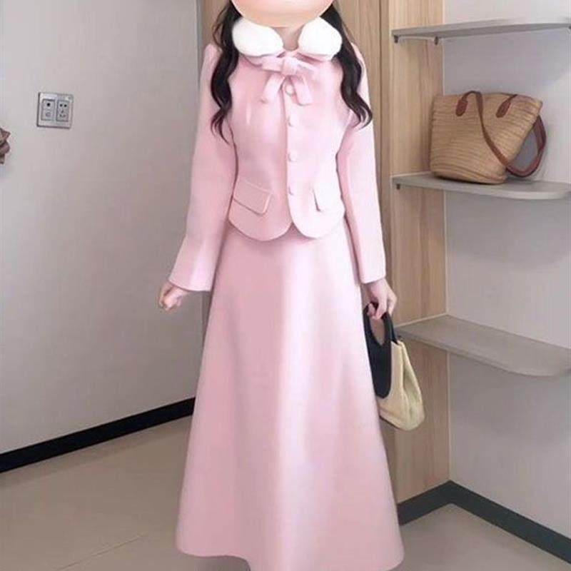 法式甜美风毛呢外套套装女冬季设计感毛领拼接上衣收腰气质半身裙,女装/女士精品,时尚套装,淘宝优惠券,粉丝福利购,淘宝优惠卷