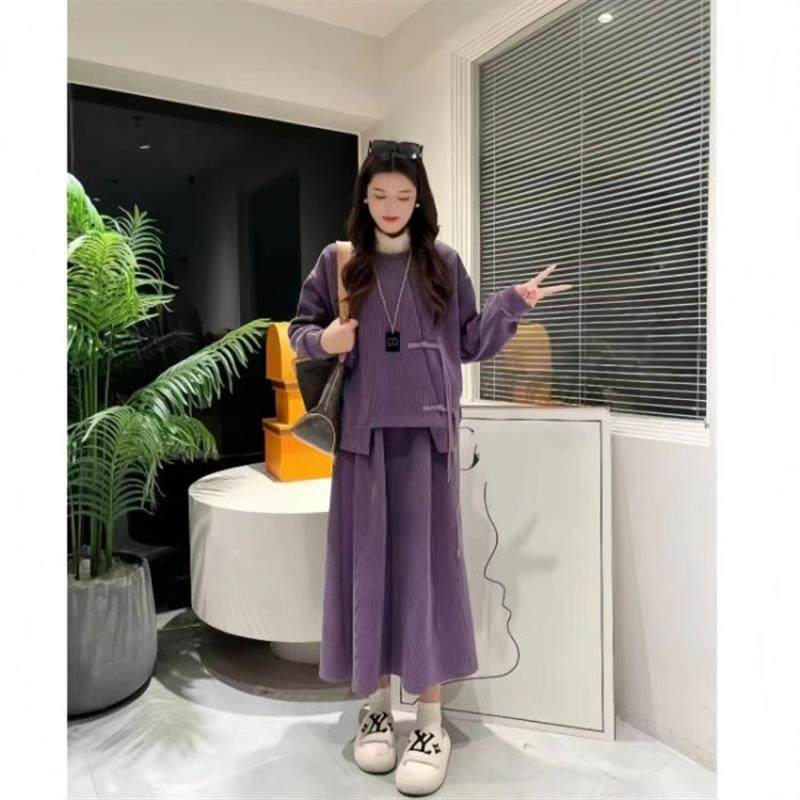 新中式套装女冬季2026新年战袍中国风盘扣加绒卫衣半身裙子两件套,女装/女士精品,时尚套装,淘宝优惠券,粉丝福利购,淘宝优惠卷