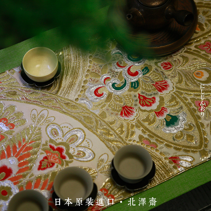 日本西阵织茶席织锦缎艺术品收藏款大尺寸3米茶垫4米布艺隔热桌旗