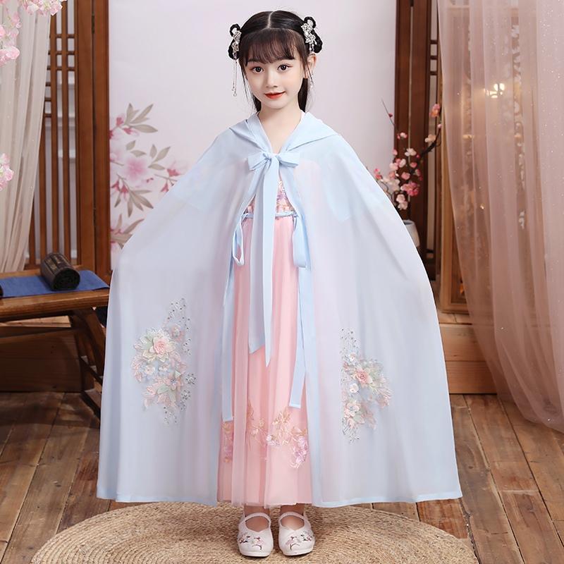 女童汉服夏装超仙儿童装披风斗篷连衣裙小女j孩古装12
