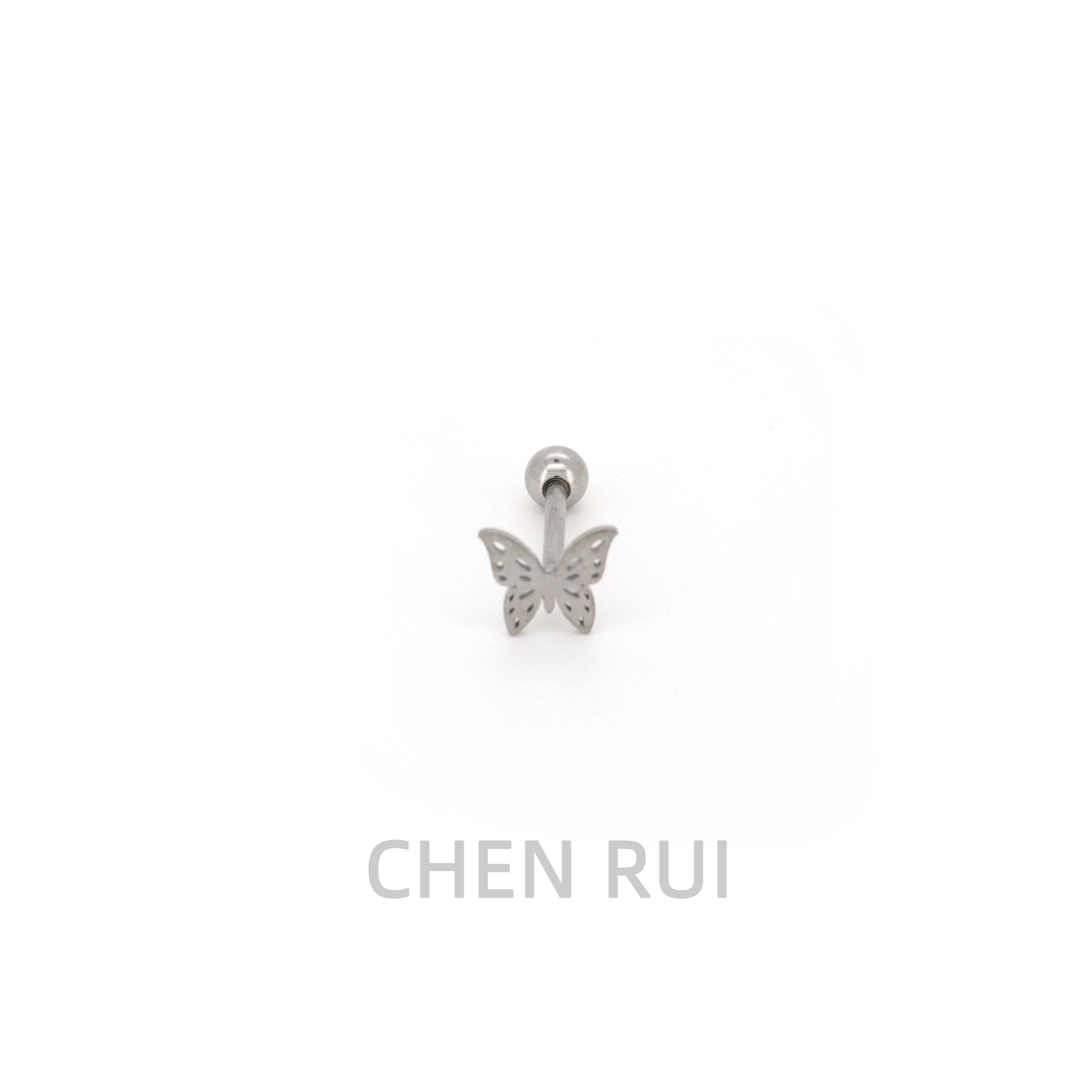 舌钉饰品可喝酒钛钢性感异形小众医用14mm外螺纹可爱蝴蝶穿刺辣妹