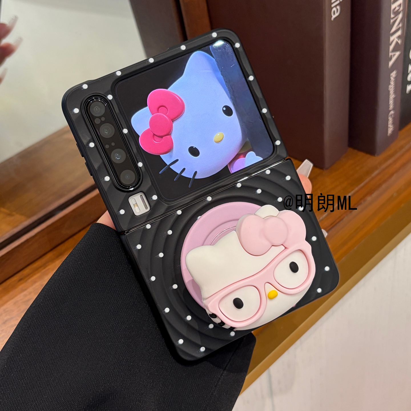 ins白波点波漾壳适用华为puraX手机壳新款小米mixflip2折叠屏pocket2KT猫磁吸支架三星zflip7/6可爱荣耀v女