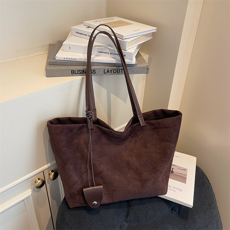 慵懒风韩系托特包麂皮绒复古