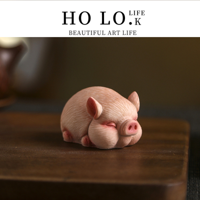 HO LO.K.display 可爱萌猪茶宠摆件创意生日礼物送同学闺蜜生肖
