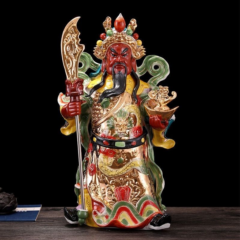 陶瓷立刀扶宝关公神像武财神