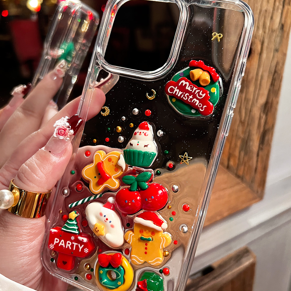 圣诞树卡通可爱原创苹果17手机壳iphone16promax透明14滴胶13闪粉15软11女mini适用12保护套78plus立体se新年