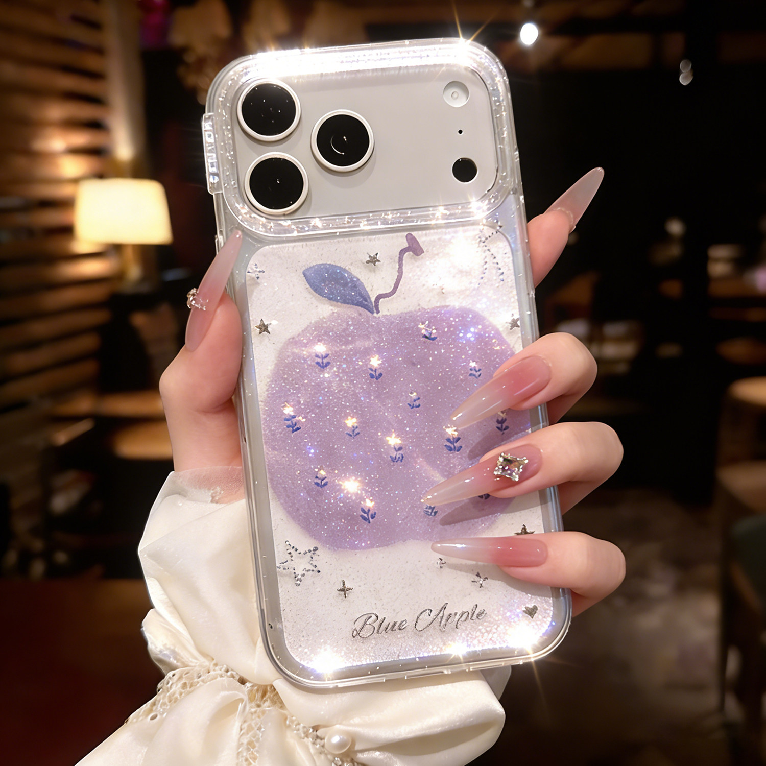 好看苹果适用苹果16手机壳透明iPhone17ProMax新款iPhone15保护14Pro软外壳16PM套14Plus全包防摔闪粉紫色系