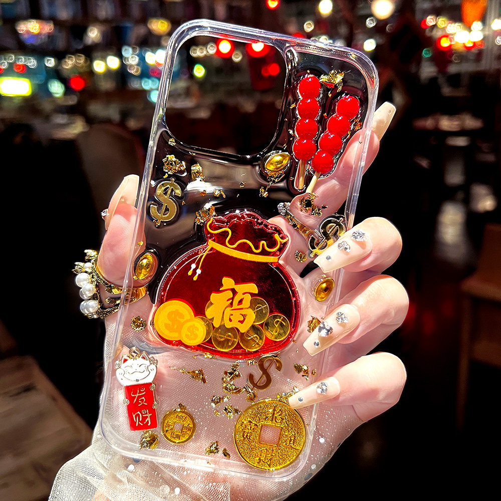 招财福袋苹果17原创iphone16promax新款手机壳15滴胶14金箔13防摔8plus透明xs保护套12mini女硅胶好运7se适用,3C数码配件,手机保护套/壳,淘宝优惠券,粉丝福利购,淘宝优惠卷