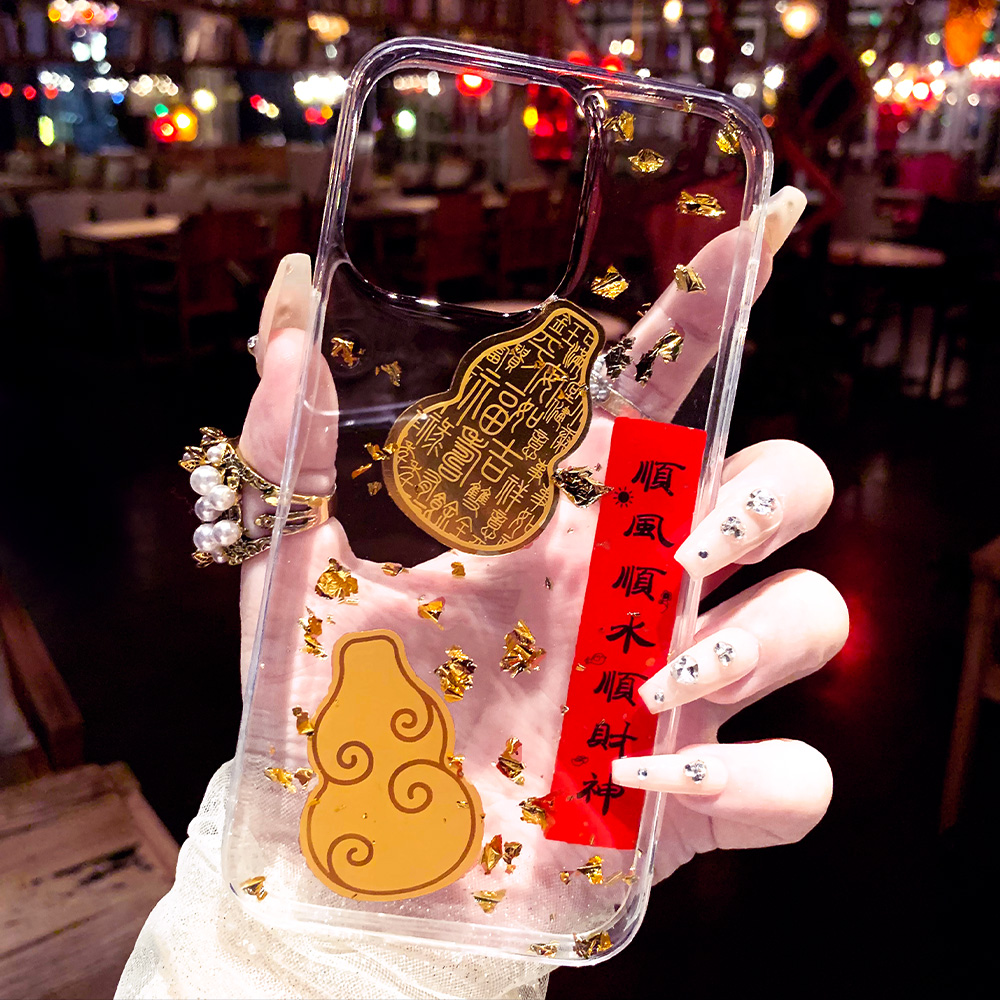 适用苹果16葫芦手机壳iphone15promax红色14喜庆13顺财神xr书法11透明xs保护套mini女78plus财神12对联xr福禄